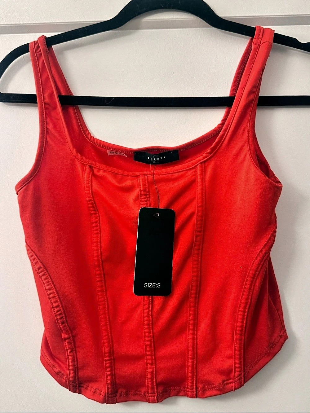 2 Saints Red Corset Tank Top Size Small NWT medium stretch, thin and soft